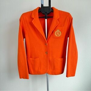 Lauren Ralph Lauren Orange Knit Blazer Cardigan Old Money Gold Buttons Women M